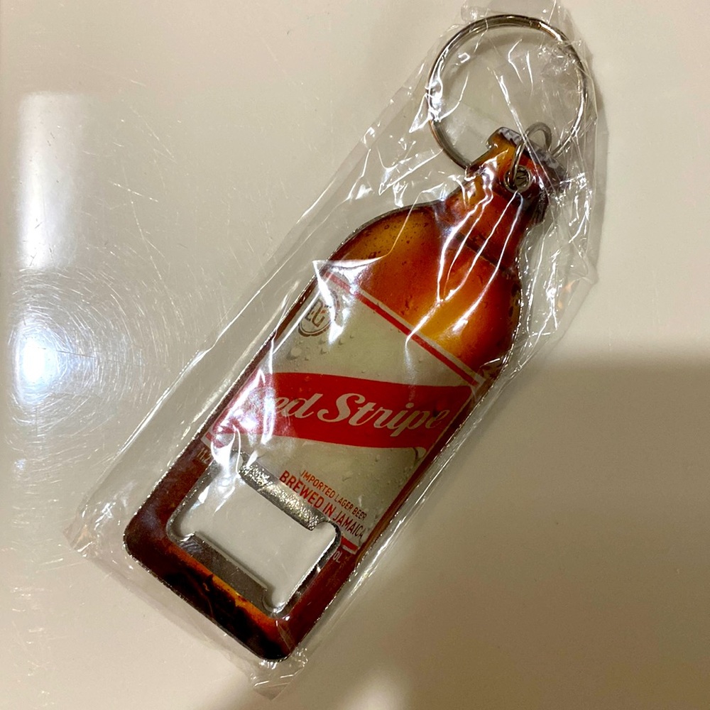 Red Stripe keychain bottle openers NWOT